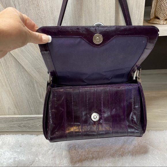 Lee Sands Genuine Eel Skin Shoulder Bag Purse Designer RARE - Picture 3 of 16